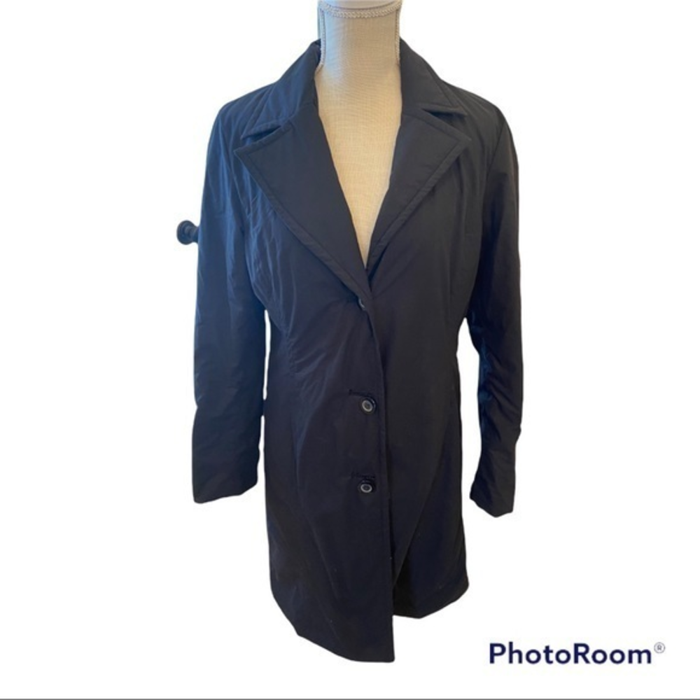 Zara basic womens Size large black coat button down, wide‎ lapel